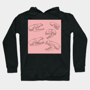 North American Predator Skulls Black Lines Pink Hoodie